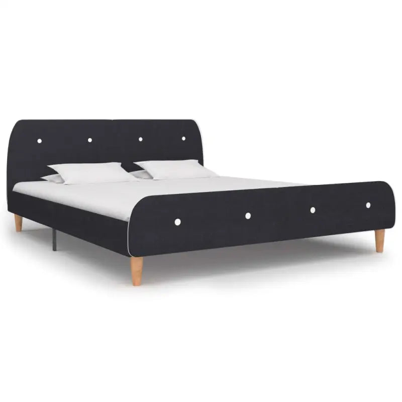 Klassiek bedframe met houten poten voor elegante slaapkamerstijl - Donkergrijs / 150 x 200 cm - Bedden & bedframes