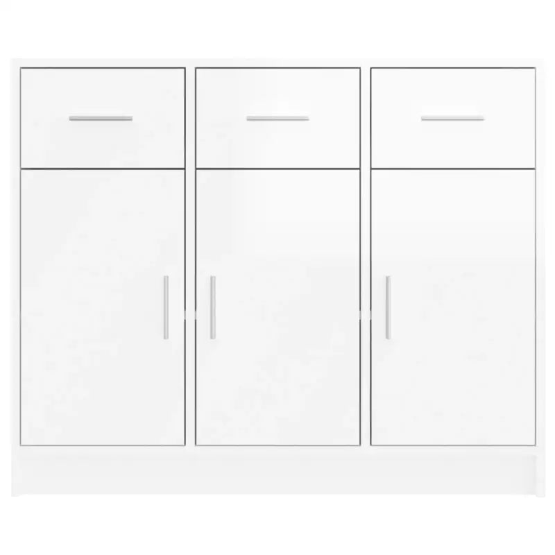 Klassiek dressoir in bewerkt hout met hoogglans wit afwerking - Dressoirs & buffetkasten