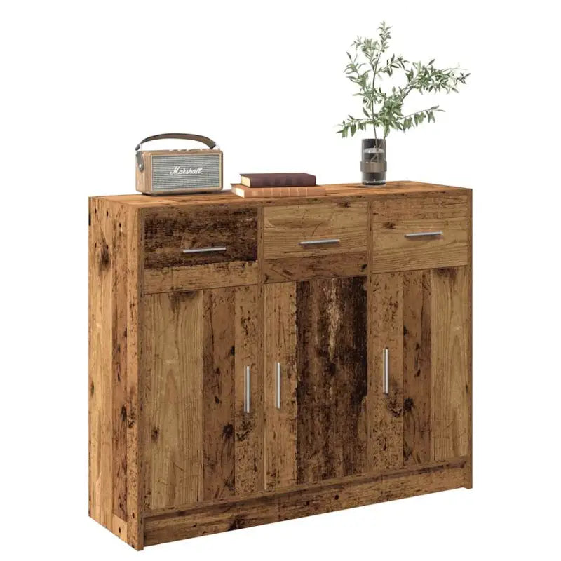 Klassiek dressoir in bewerkt hout met hoogglans wit afwerking - Oud hout / 1 - Dressoirs & buffetkasten