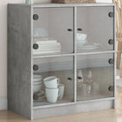 Klassiek dressoir met glazen deuren en duurzame bewerkte houtlook - Dressoirs & buffetkasten