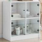 Klassiek dressoir met glazen deuren en duurzame bewerkte houtlook - Wit / 1 - Dressoirs & buffetkasten