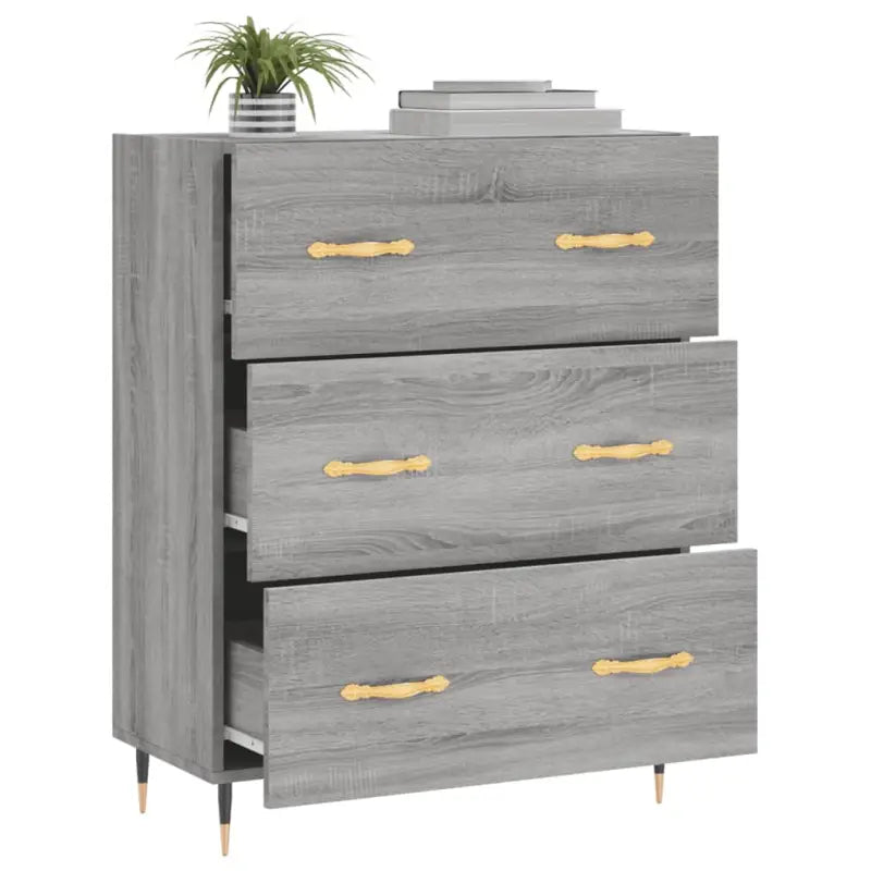 Klassiek dressoir met metalen pootjes in grijs Sonoma van bewerkt hout - Dressoirs & buffetkasten