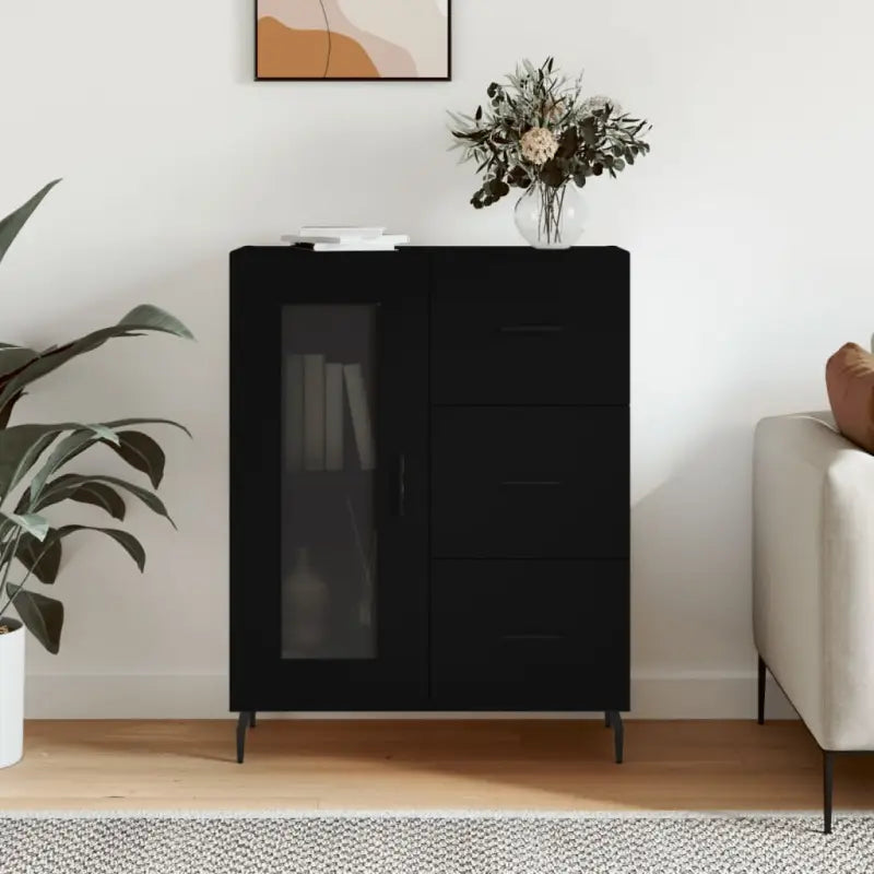 Klassiek dressoir van bewerkt hout met tijdloze uitstraling - Zwart / 1 - Dressoirs & buffetkasten