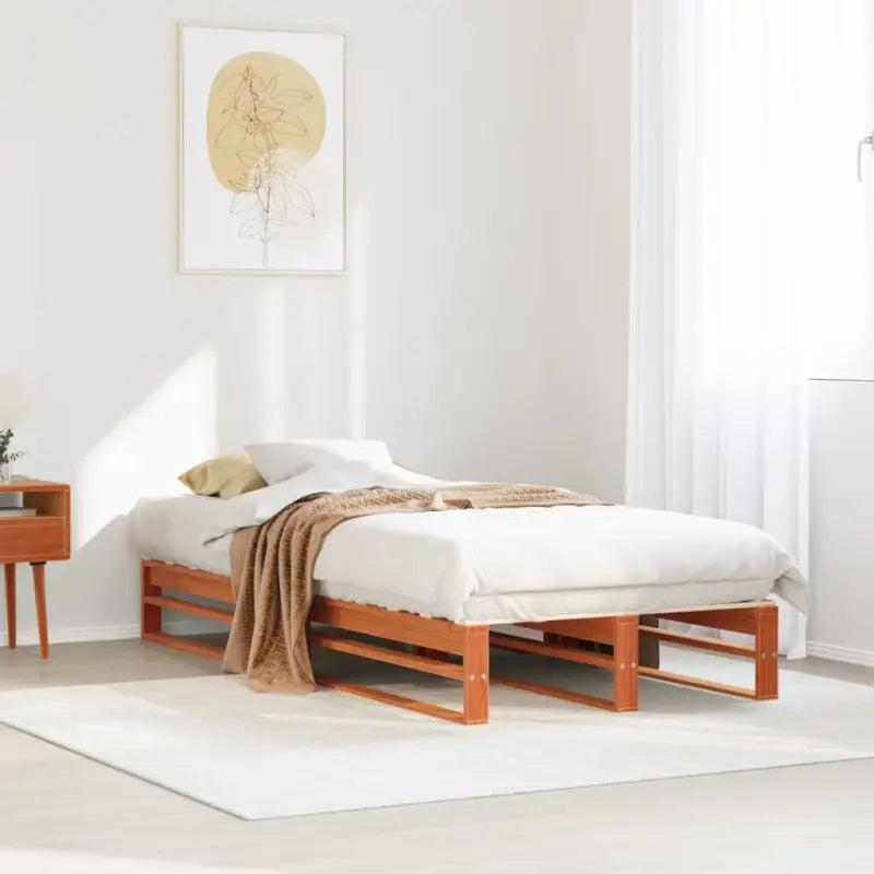 Klassiek houten bed met massief grenenhout voor een moderne slaapkamer - Wasbruin / 100 x 200 cm - Bedden & bedframes