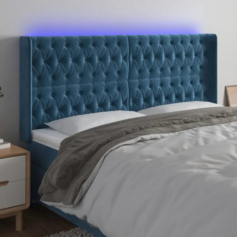 Klassiek LED Hoofdbord en Voetbord voor een moderne slaapkamer - Donkerblauw / 183 x 16 x 118/128 cm / 1 - Hoofdborden