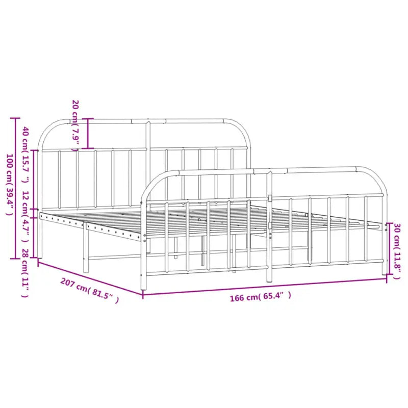Klassiek metalen bedframe met extra opbergruimte en metalen latten - Bedden & bedframes