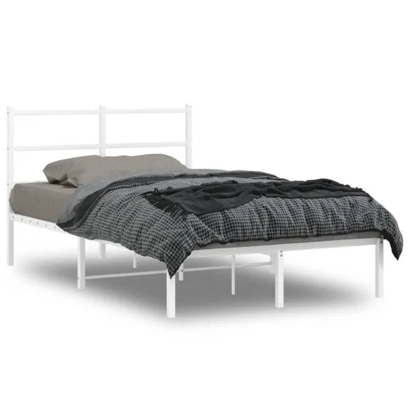 Klassiek metalen bedframe met extra opbergruimte en metalen latten - Wit / 120 x 190 cm / met hoofdbord - Bedden &