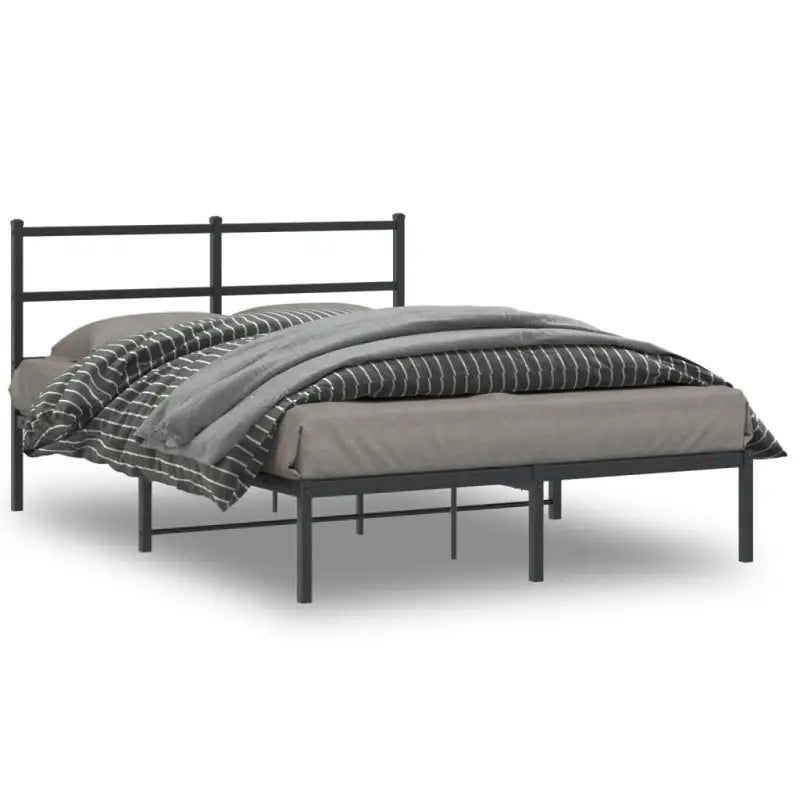 Klassiek metalen bedframe met extra opbergruimte en metalen latten - Zwart / 140 x 200 cm / met hoofdbord - Bedden &