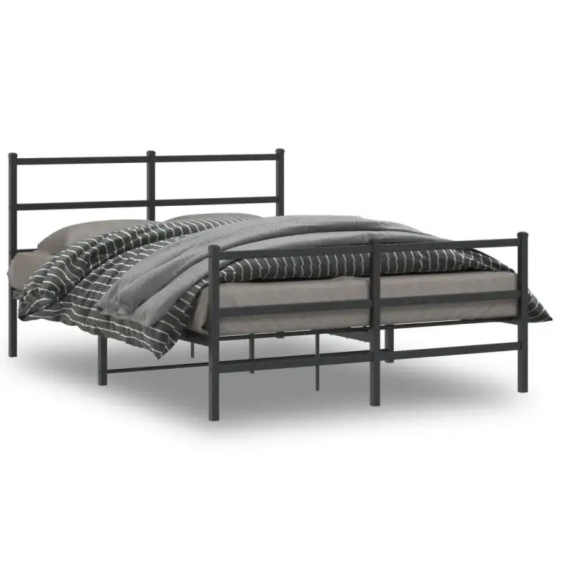 Klassiek metalen bedframe met extra opbergruimte en metalen latten - Zwart / 140 x 190 cm / met hoofdbord & voetbord