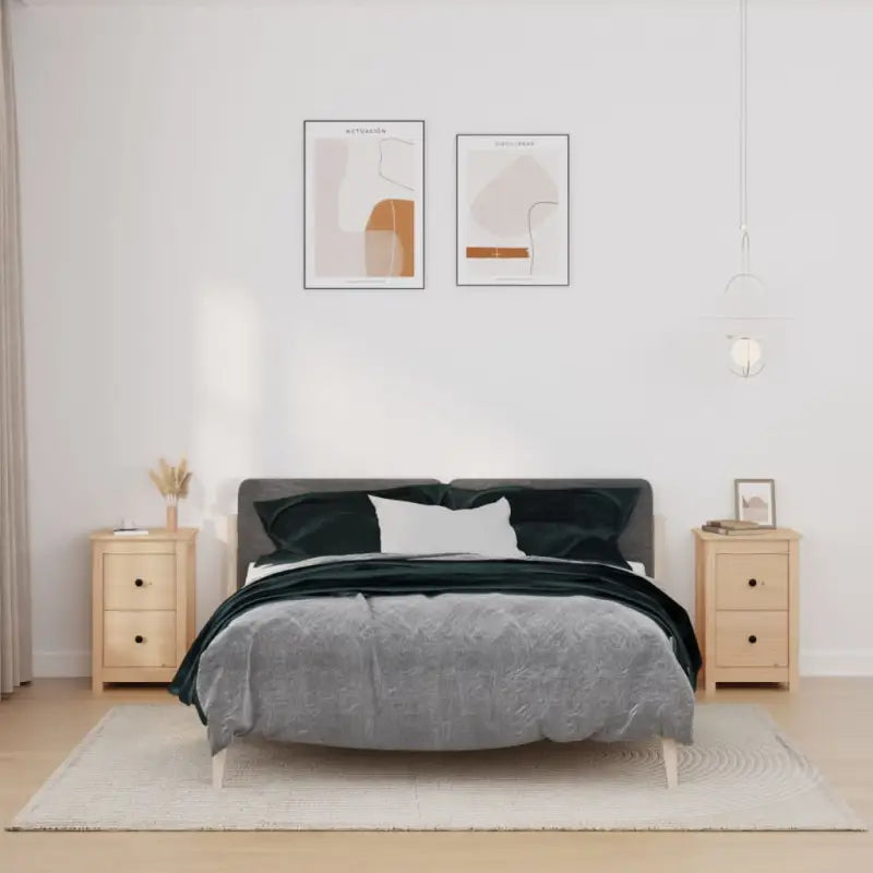 Klassiek nachtkastje van massief grenenhout voor een elegante interieurstijl - Naturel / 2 - Nachtkastjes