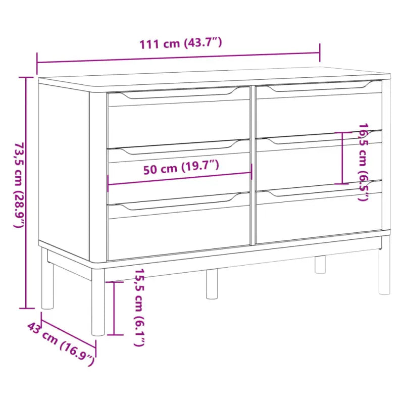 Klassieke commodes met massief grenenhout en houten poten - Commodes & ladekasten