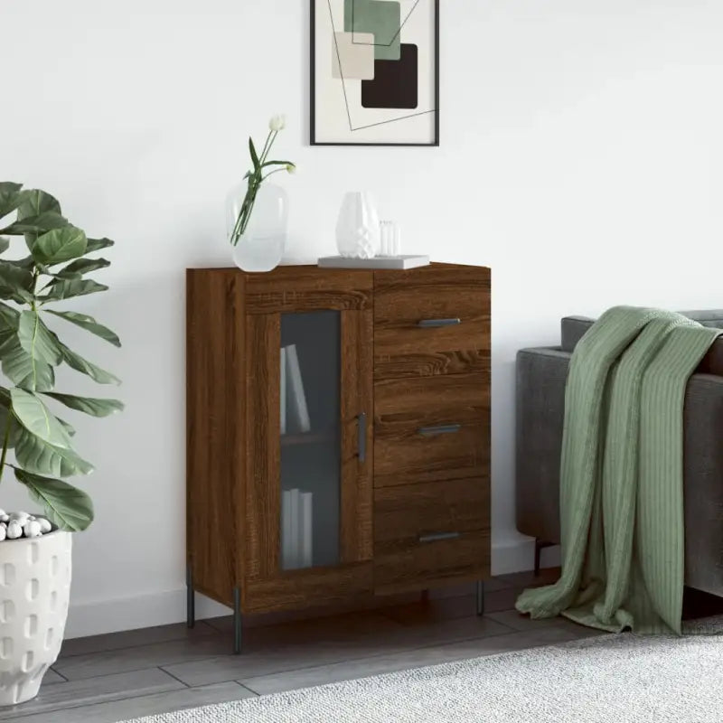 Klassieke Dressoir van Bewerkt Hout met Tijdloze uitstraling - bruin eikenkleur / 1 - Dressoirs & buffetkasten