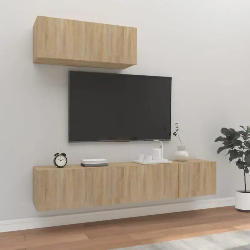 Klassieke TV-meubels in bewerkt hout met trendy en praktische design - Sonoma eiken / 3 / 80 cm - Tv-meubels