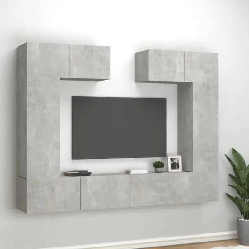 Klassieke Tv-meubels met bewerkt hout voor een stijlvolle kamer uitstraling - Betongrijs / 6 / 100 cm - Tv-meubels