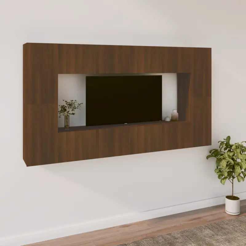 Klassieke Tv-meubels met bewerkt hout voor een stijlvolle woonkamer - bruin eikenkleur / 8 / 80 cm - Tv-meubels