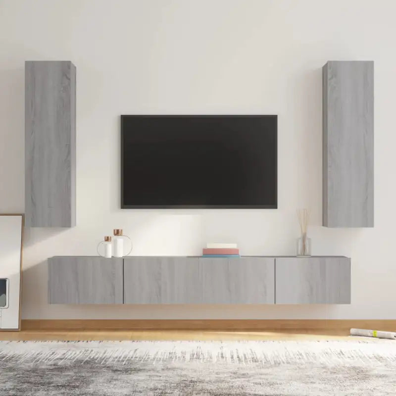 Klassieke tv-meubels van bewerkt hout met trendy en praktische ontwerp - Grijs sonoma / 4 / 100 cm - Tv-meubels