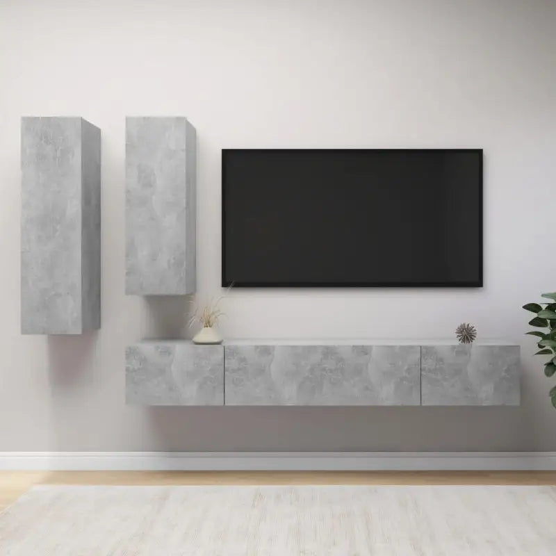 Klassieke TV-meubels van bewerkt hout voor een trendy en stabiel interieur - Betongrijs / 4 / 100 cm - Tv-meubels