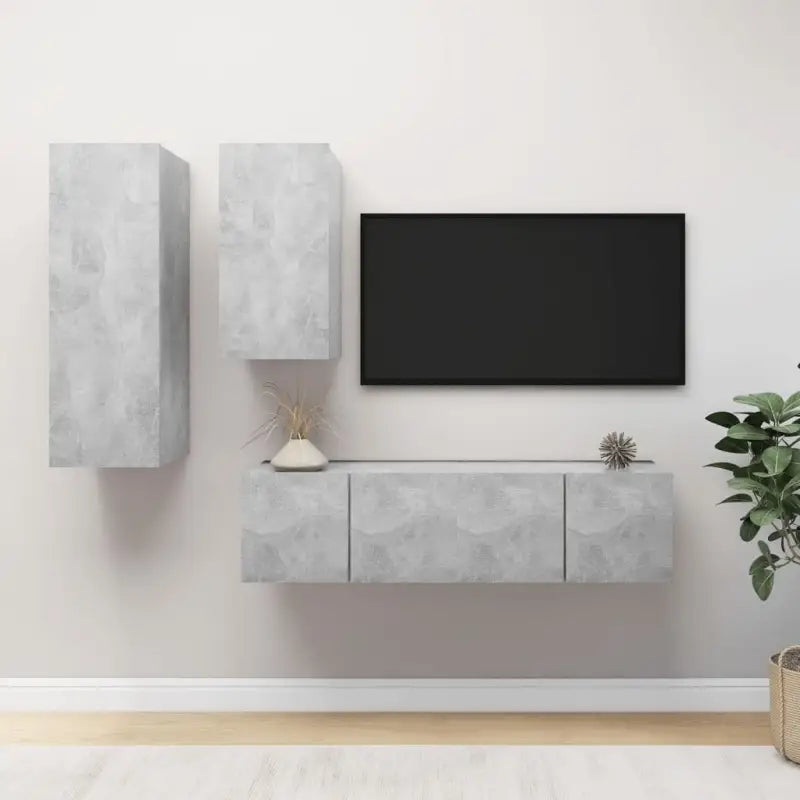Klassieke TV-meubels van bewerkt hout voor een trendy en stabiel interieur - Betongrijs / 4 / 60 cm - Tv-meubels