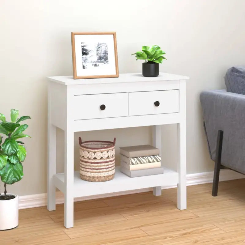 Klassieke wandtafel van massief grenenhout voor je interieur - Wit / 1 / 75 cm - Bijzettafels