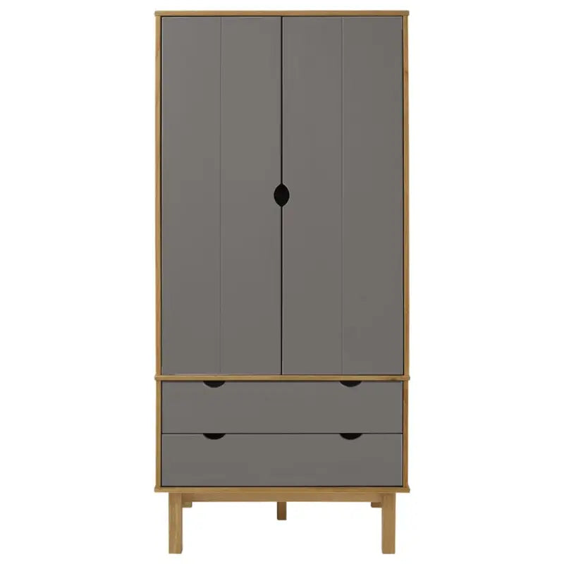Kledingkast van massief grenenhout met groot vak en Scandinavisch ontwerp - Kledingkasten