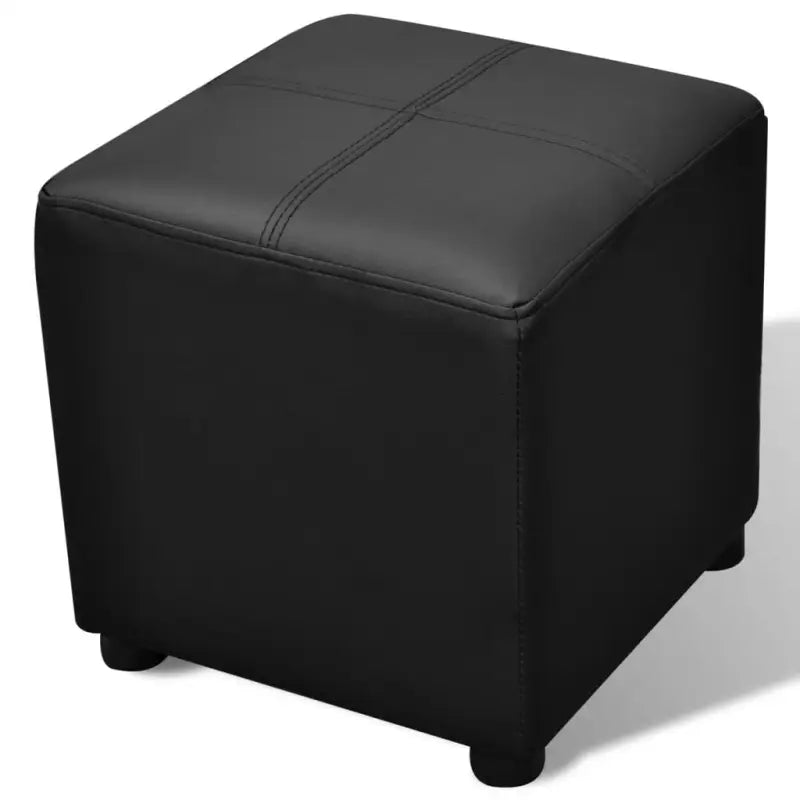 Kunstlederen banken set met houten frame en grote bank voor in huis - Zwart - Opberg- & halbankjes