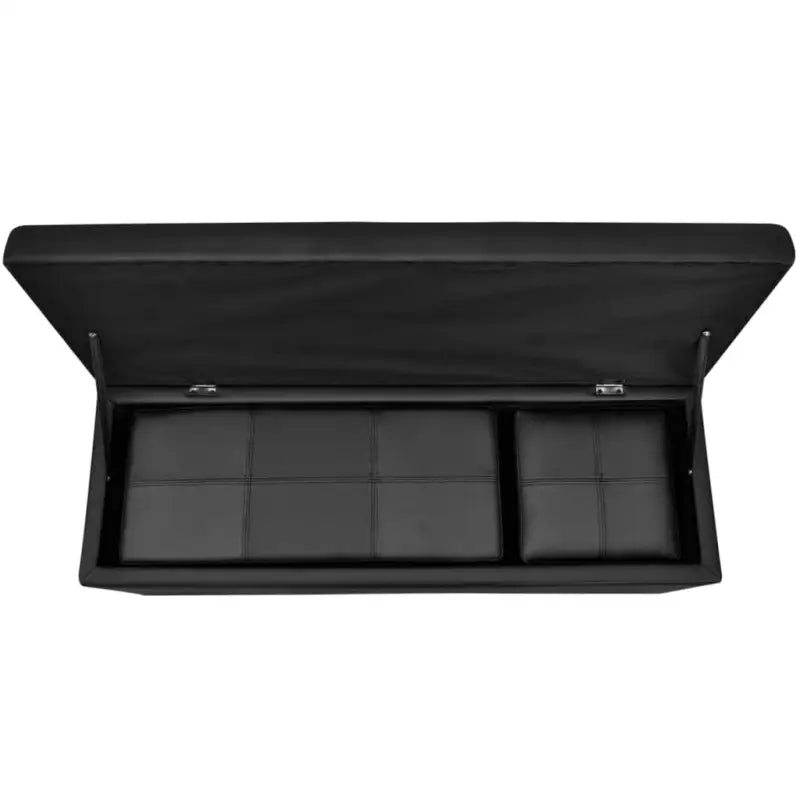 Kunstlederen banken set met houten frame en grote bank voor in huis - Zwart - Opberg- & halbankjes