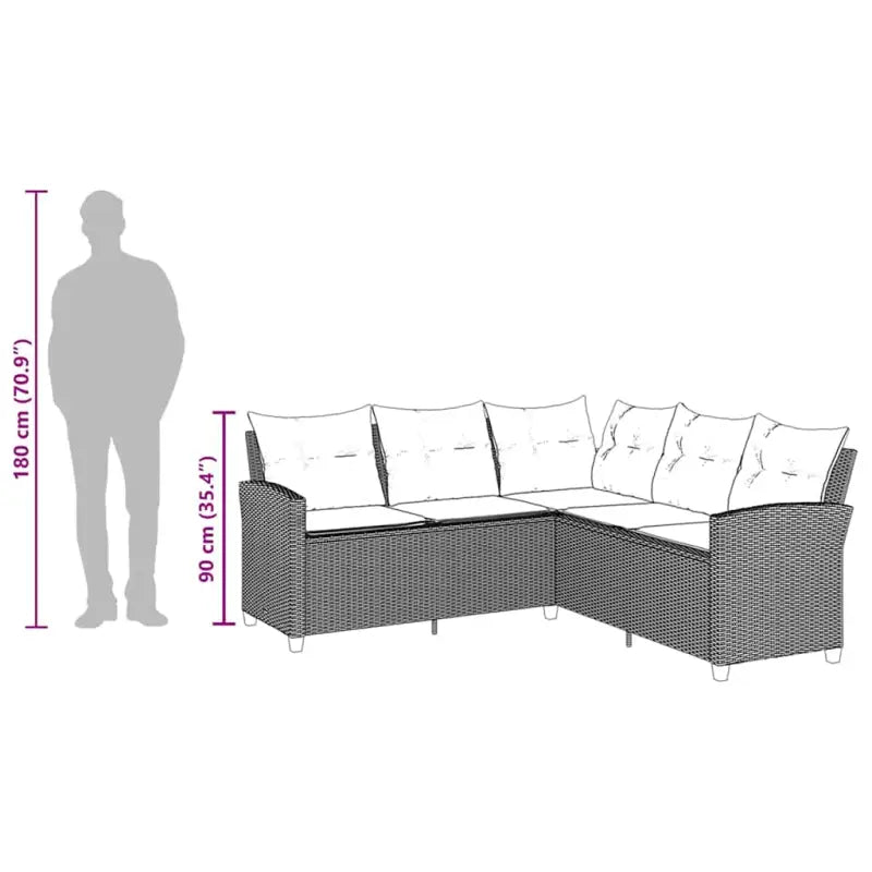 L-vormige bank met poly rattan voor een comfortabele zitervaring buiten - Tuinsets