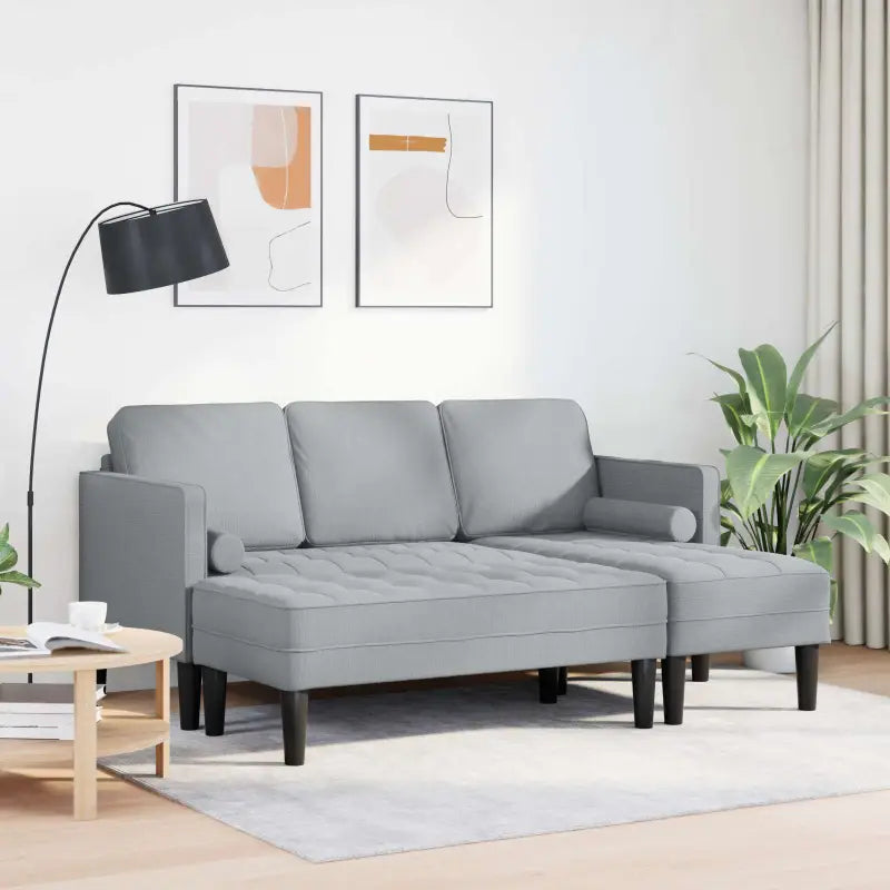 L-vormige sofa set met modulaire ontwerp en lichte grijze stof - Banken