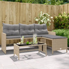 L-vormige tuinbank van poly rattan voor comfortabele zitervaring - Gemengd beige / 1 / Glas - Loungebanken