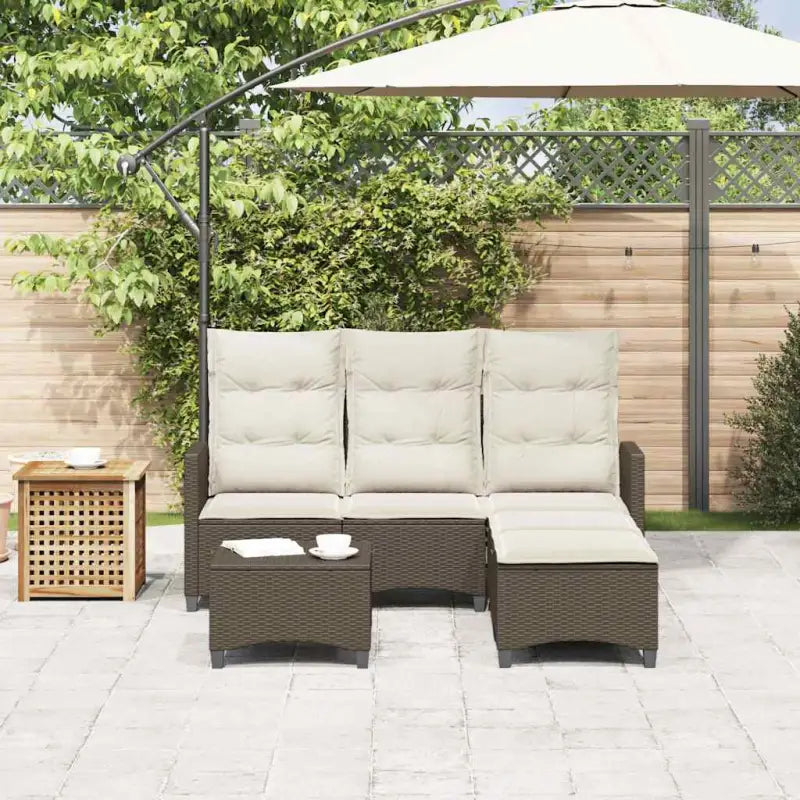 L-vormige tuinbankset met poly rattan en wasbare hoes voor tuin of terras - Tuinsets
