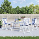 Lage rug stoelkussens van oxford stof voor een frisse buitenruimte - blauw en witte streep / 4 / with 2 elastic straps