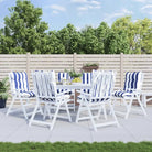 Lage rug stoelkussens van oxford stof voor een frisse buitenruimte - blauw en witte streep / 6 / with 2 elastic straps