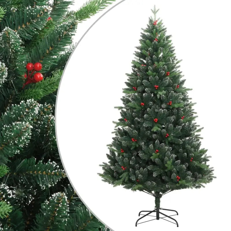 Levensechte kunstkerstboom met rode bessen en automatische takken - 240 cm / 1 / Basis - Kerstbomen