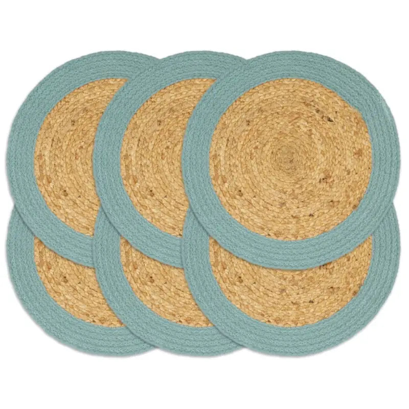 Levering bevat handgeweven jute placemats voor een unieke keukenlook - Groen / 6 / Jute en katoen - Placemats