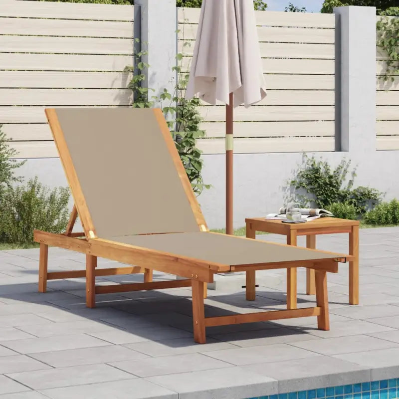 Lichte geoliede acaciahouten ligstoelset met bijzettafel voor tuinplezier - Taupe / 1 / Ligbed - Ligstoelen