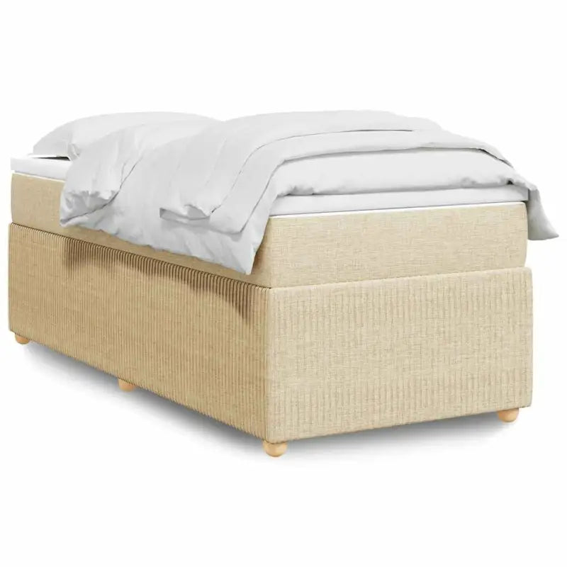 Lichtgrijs boxspringbed met ademend vermogen en duurzaam polyestermateriaal - Crème / 100 x 200 cm - Bedden & bedframes