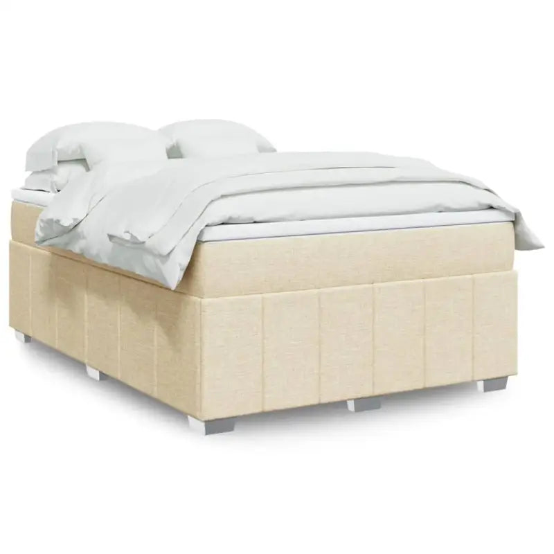 Lichtgrijs boxspringbed met ademend vermogen en duurzame vulling - Crème / 160 x 200 cm - Bedden & bedframes