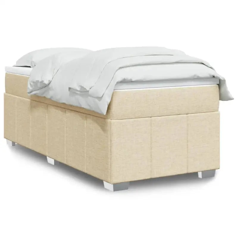 Lichtgrijs boxspringbed met ademend vermogen en duurzame vulling - Crème / 90 x 190 cm - Bedden & bedframes