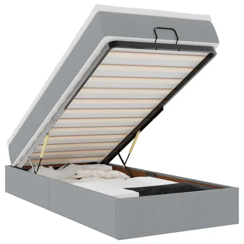 Lichtgrijs Ottomaans Bed met Ruime Opbergruimte en Vulling - Bedden & bedframes