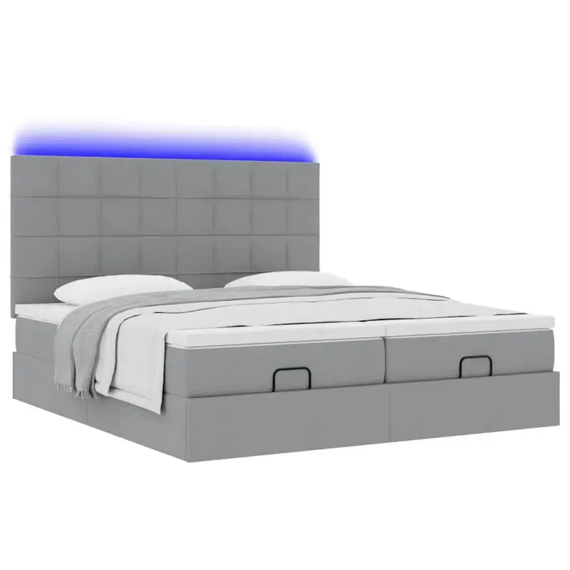 Lichtgrijs Ottomaanse Bed met ruime opbergruimte en comfortabel matras - Bedden & bedframes