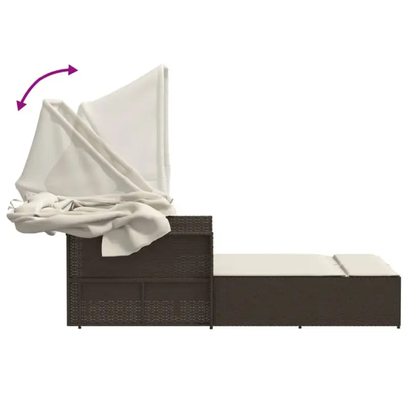 Ligstoel met poly rattan en uitschuifbare luifel voor comfortabele zitervaring - Ligstoelen