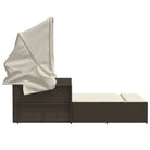 Ligstoel met poly rattan en uitschuifbare luifel voor comfortabele zitervaring - Ligstoelen