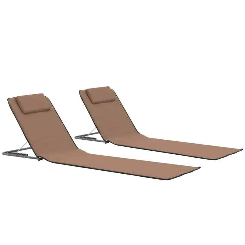 Ligstoelen set met opvouwbare strandmatten voor strand en camping - Bruin / 2 - Ligstoelen