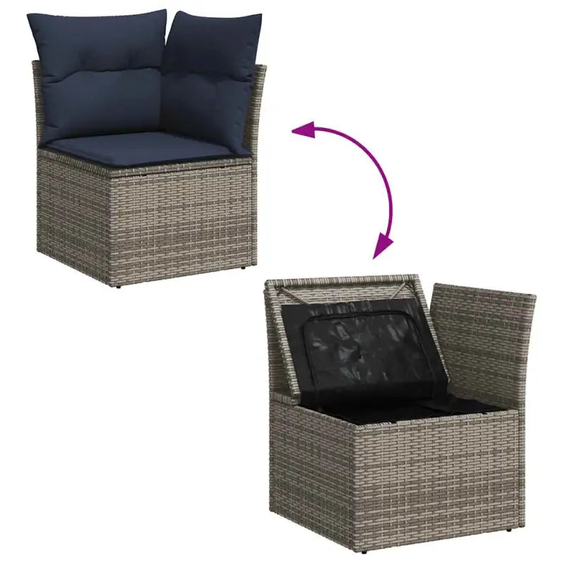 Lounge Set Grijs met Waterdichte Tas en Gepoedercoat Staal voor in de tuin - Grijs / met opbergruimte - Tuinsets