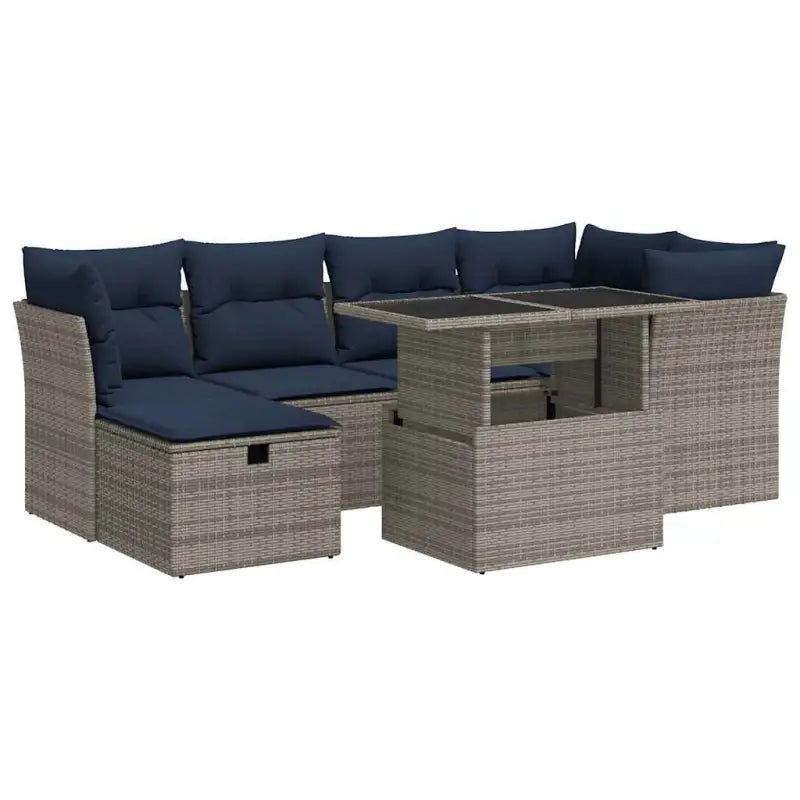 Lounge Set Grijs met Waterdichte Tas en Gepoedercoat Staal voor in de tuin - Grijs / met opbergruimte - Tuinsets