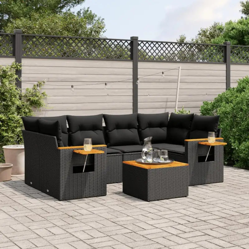 Lounge tuinset in beige materiaal met gepoedercoat staal en comfortabele afmetingen - Zwart - Tuinsets