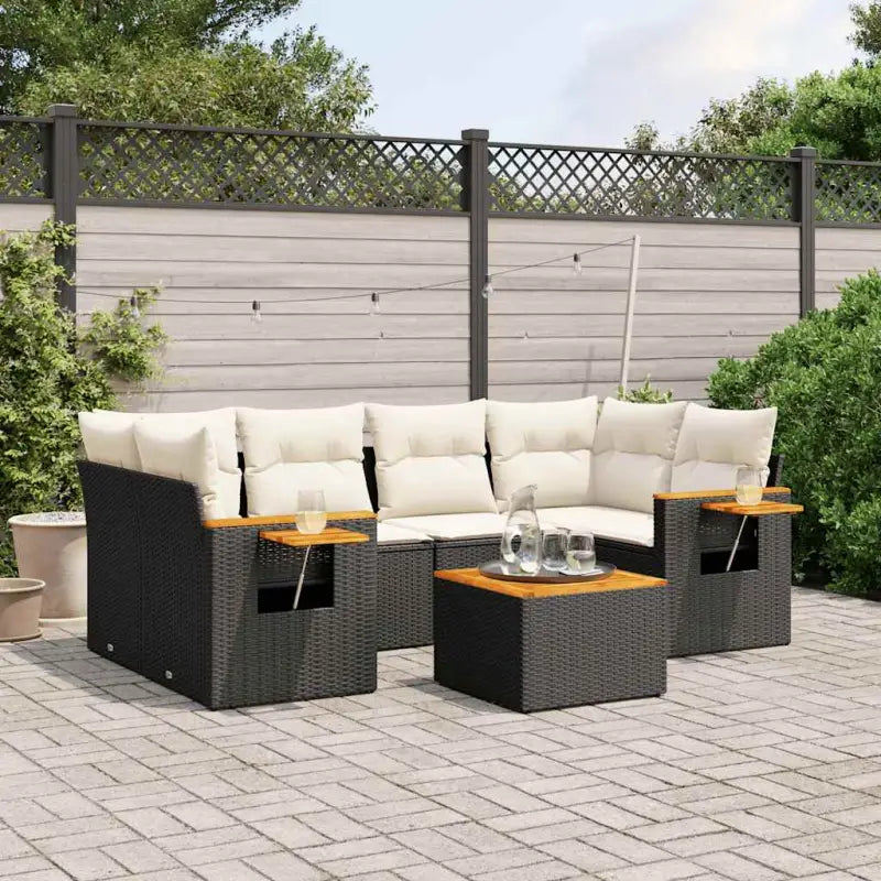Lounge tuinset in beige materiaal met gepoedercoat staal en comfortabele afmetingen - Zwart en crème - Tuinsets