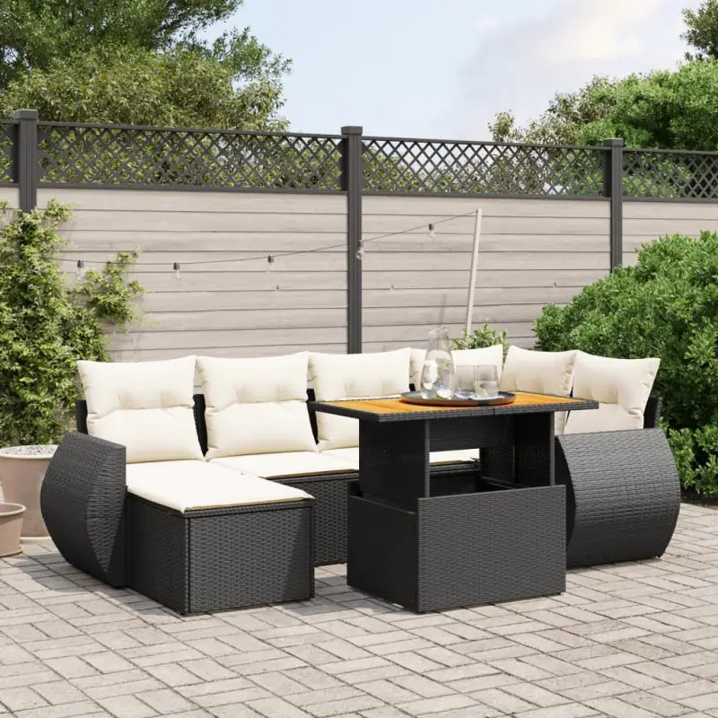 Lounge Tuinset in Beige Materiaal met Waterdichte Tas en Gepoedercoat Staal - Zwart en crème / zonder opbergruimte