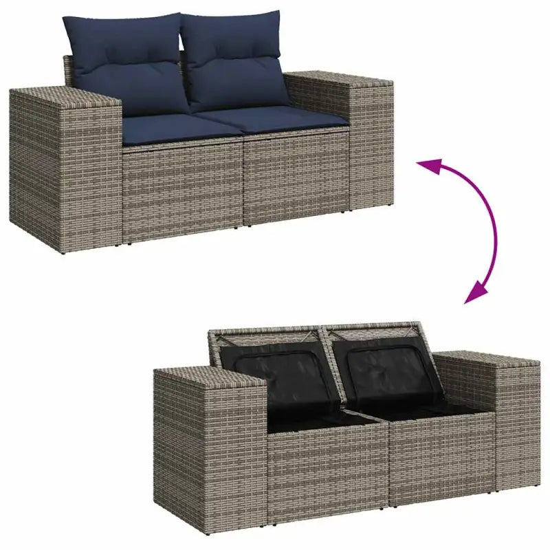 Lounge Tuinset in Grijs Materiaal met Waterdichte Tas en Gepoedercoat Staal - Grijs - Tuinsets