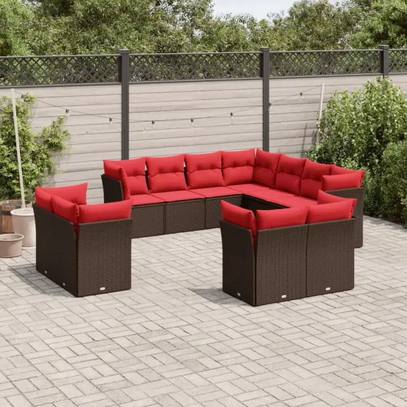 Lounge Tuinset in Grijs met Waterdichte Tas en Gepoedercoat Staal - Bruin en rood / Zonder tafel - Tuinsets